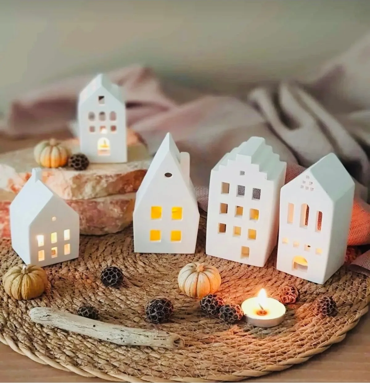 5 li Ev Tealight Beton Mumluk Seti