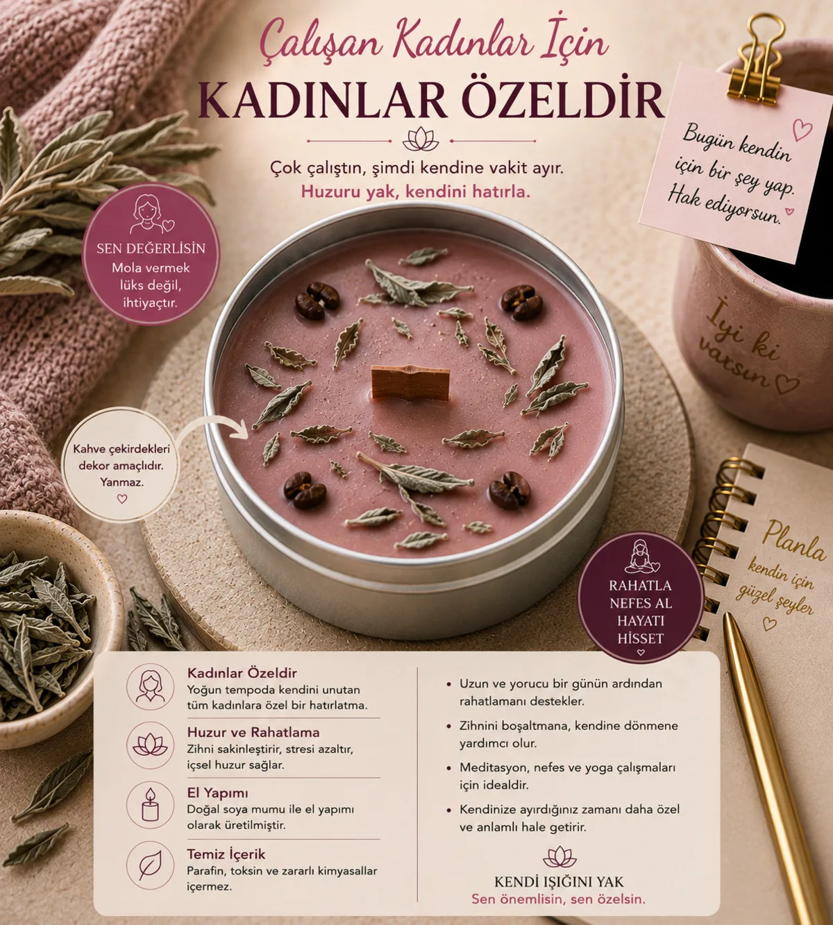 Çalışan Kadınlar İçin (Kadınlar Özeldir) MEDİTASYON MUMU