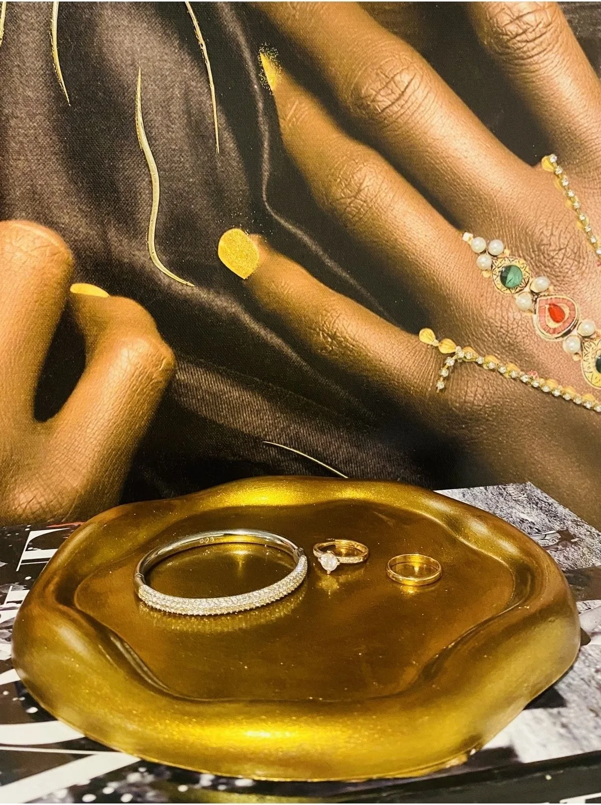 Dekoratif Gold Takı Tabağı 18 Cm