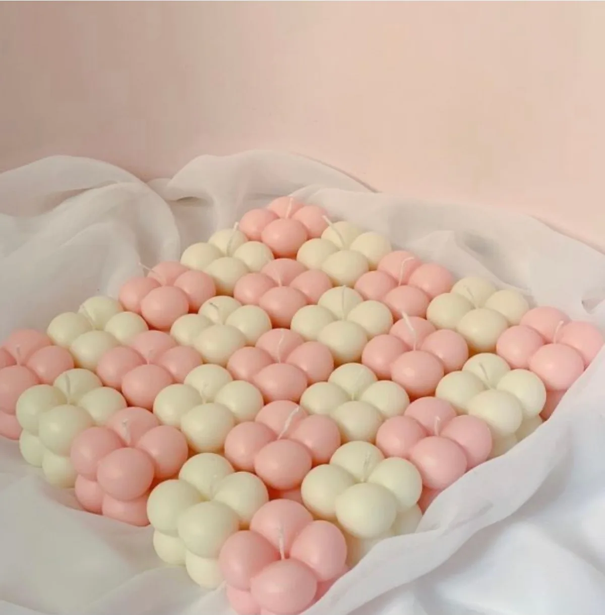 Mini Bubble Mum Hediyelik /Bebek mevlidi /Organizasyon Mumları 20 adet Pembe -Beyaz